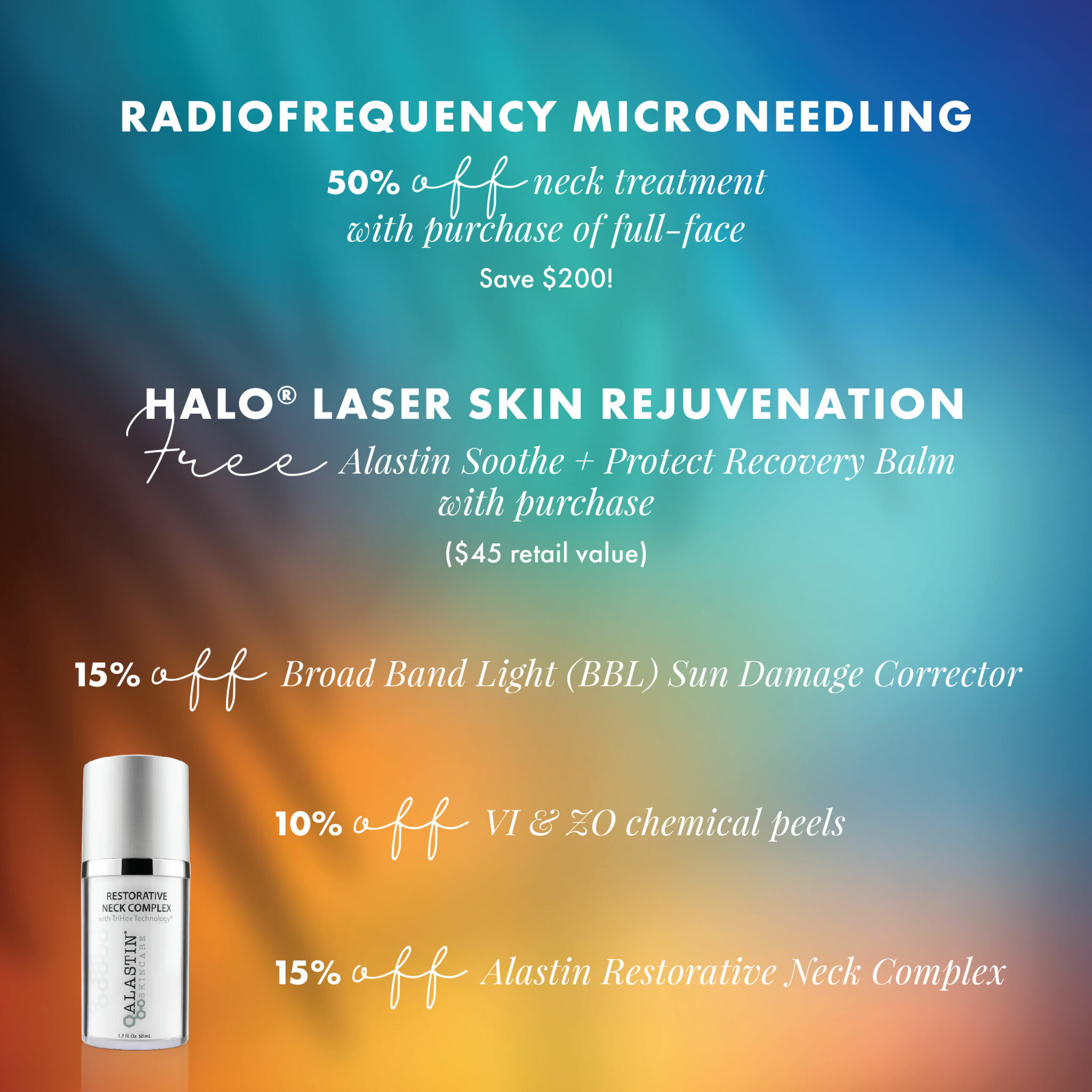 Radiofrequency Microneedling, HALO® Laser Skin Rejuvenation, and more deals!